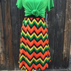 Multicolored Chevron Lularoe Lola Skirt Small NWT